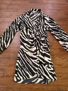 ZARA Black & White Zebra Wrap Dress